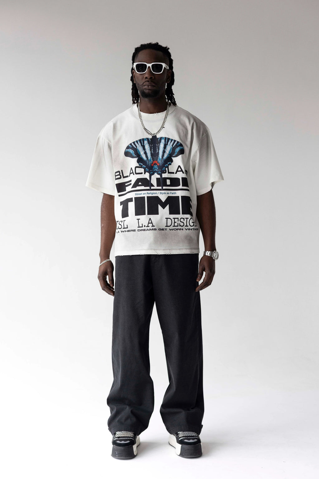 BLACK ISLAND Oversized Butterfly Graphic T-Shirt