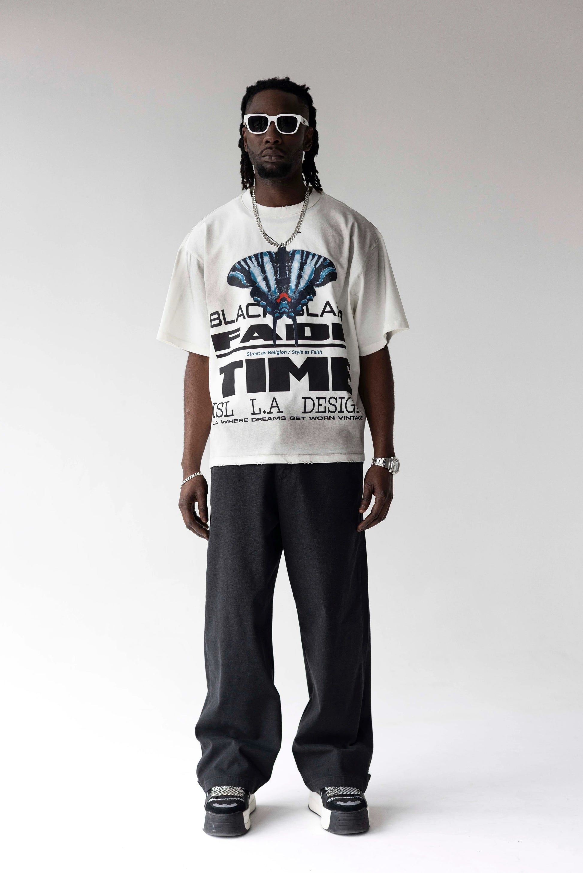 BLACK ISLAND Oversized Butterfly Graphic T-Shirt