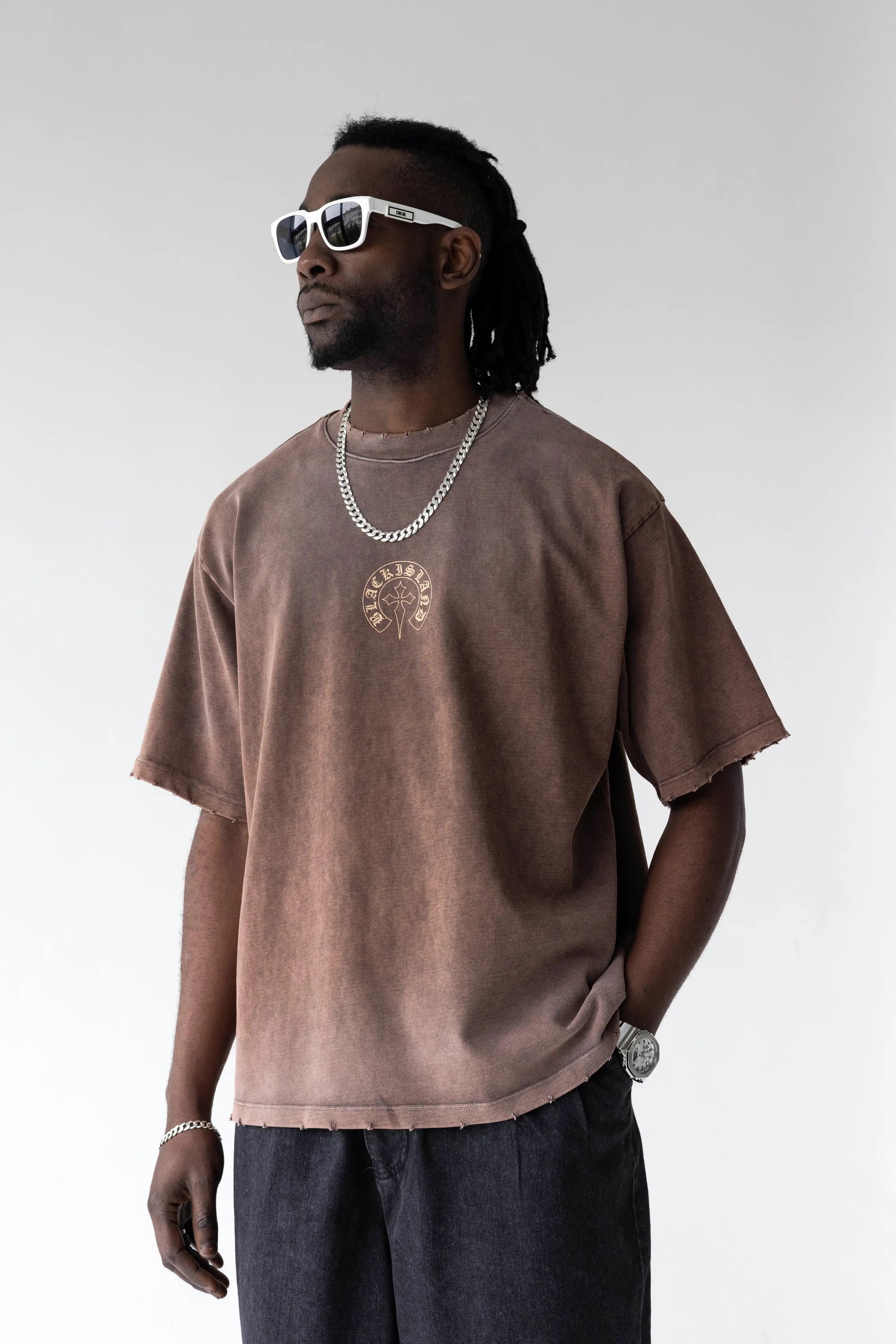 BLACK ISLAND Oversized Graphic Printed T-Shirt 1987
