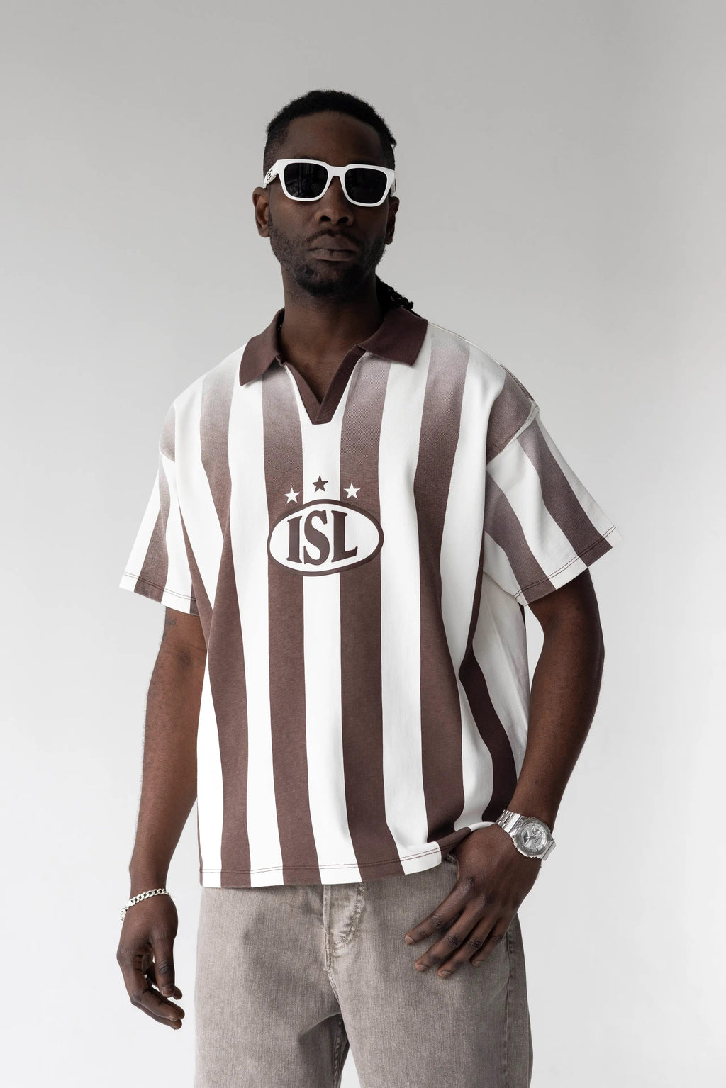 ISL Striped Polo Jersey | Black Island